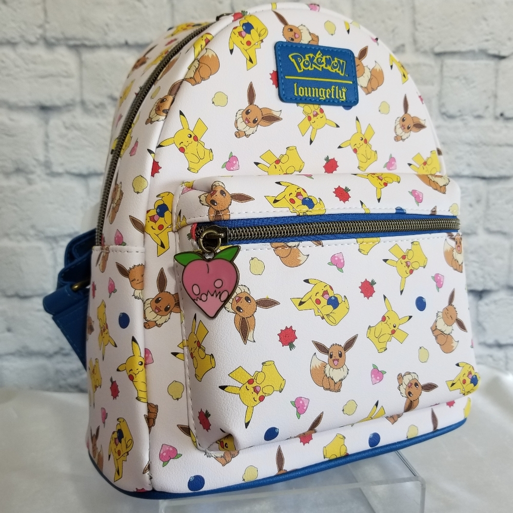 Loungefly Pokemon Eevee Pikachu Berries Mini Backpack Bag New - Picture 12 of 15
